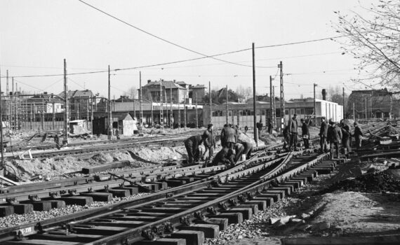 Mexikói út, a villamos-végállomás építkezése,, 1973. Forrás: Fortepan / FŐMTERV